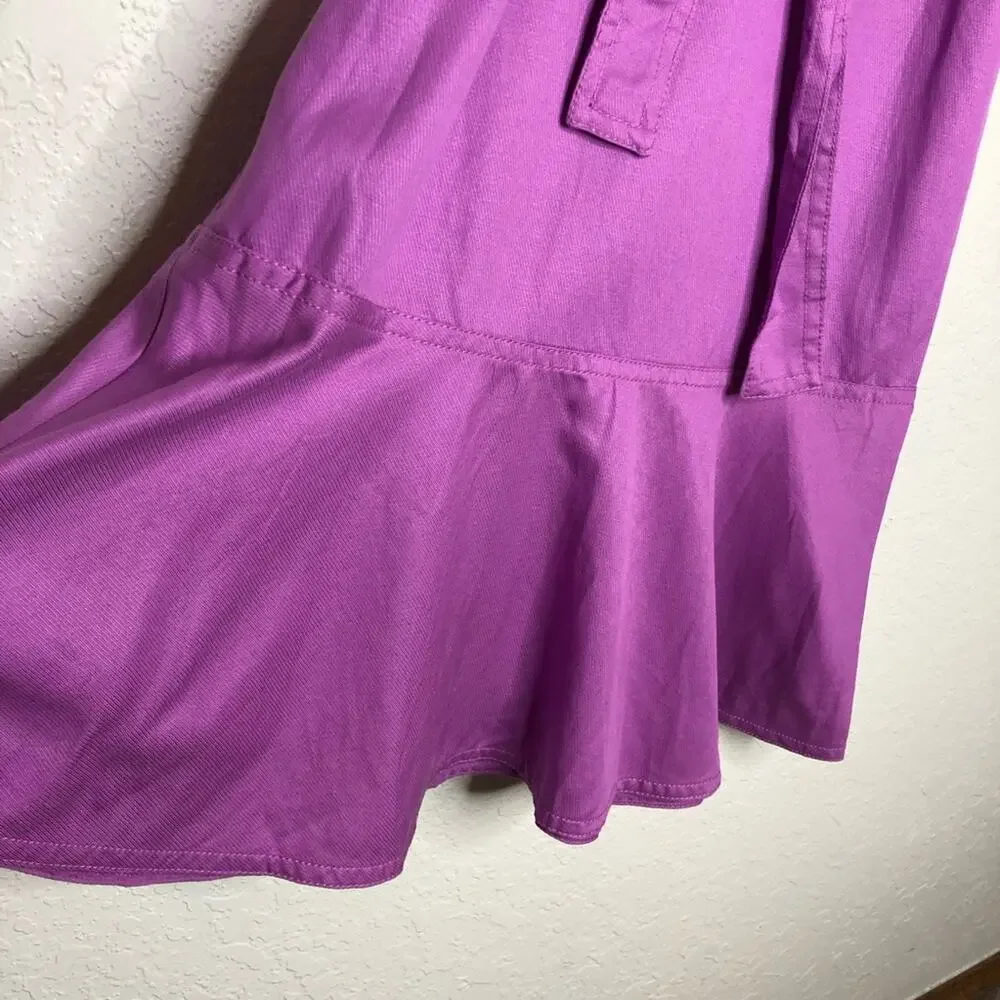 Ann Taylor purple linen blend belted ruffled midi skirt size 8 NWT